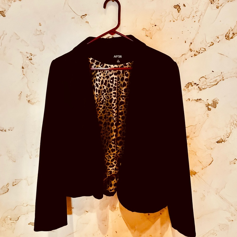 APT. 9 Black Blazer Size 10 | Structured  Cheetah Lining | Business Evening Wear